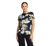 Kurzarmshirt BETTY BARCLAY "Damen mit Wasserfallausschnitt", Damen, Gr. 36, bunt (dunkelblau, grün), Jersey, Obermaterial: 95% Polyester, 5% Elasthan, Basic, figurumspielend normal, Wasserfallausschni