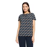 Kurzarmshirt BETTY BARCLAY "Damen mit Wasserfallausschnitt", Damen, Gr. 48, dunkelblau, braun, Jersey, Obermaterial: 94% Polyester, 6% Elasthan, Basic, figurumspielend normal, Wasserfallausschnitt, Sh