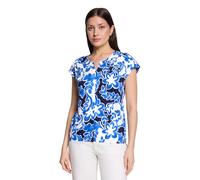 Kurzarmshirt BETTY & CO "Damen mit Gummizug", Damen, Gr. S, blau (weiß, dunkelblau), Obermaterial: 50% Baumwolle, 50% Modal, loose fit normal, Rundhals, Shirts (11880027-S) weiß, dunkelblau