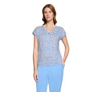 Kurzarmshirt BETTY & CO "Damen mit Gummizug", Damen, Gr. XL, blau, weiß, Obermaterial: 50% Baumwolle, 50% Modal, loose fit normal, Rundhals, Shirts (75436757-XL) blau, weiß