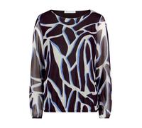 Kurzarmshirt BETTY & CO "Damen mit Gummizug", Damen, Gr. XL, bunt (grau, weiß), Netz, Obermaterial: 95% Polyester, 05% Elasthan. Futter: 95% Viskose, 5% Elasthan, figurumspielend normal, U-Boot-Aussch