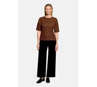 Kurzarmshirt BETTY & CO "Damen mit Lurexfaden", Damen, Gr. 40, braun, Sweatware, Obermaterial: 91% Baumwolle, 3% Polyester, 3% Polyester, 3% Elasthan, gerade normal, Rundhals, Shirts (48837632-40) bra