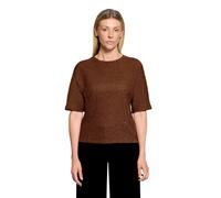 Kurzarmshirt BETTY & CO "Damen mit Lurexfaden", Damen, Gr. 44, braun, Sweatware, Obermaterial: 91% Baumwolle, 3% Polyester, 3% Polyester, 3% Elasthan, gerade normal, Rundhals, Shirts (48837632-44) bra