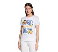 Kurzarmshirt BETTY & CO "Damen mit Print", Damen, Gr. L, patch weiß, blau, Obermaterial: 95% Baumwolle, 5% Elasthan, gerade normal, Rundhals, Shirts (42824136-L) patch weiß, blau