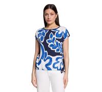 Kurzarmshirt BETTY & CO "Damen mit Print", Damen, Gr. L, weiß, dunkelblau, Obermaterial: 100% Baumwolle, loose fit normal, Rundhals, Shirts (90427726-L) weiß, dunkelblau