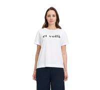 Kurzarmshirt BETTY & CO "Damen mit Stickerei", Damen, Gr. XXL, patch weiß, dunkelblau, Obermaterial: 100% Baumwolle, loose fit normal, Rundhals, Shirts, Strass (33424619-XXL) patch weiß, dunkelblau