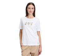 Kurzarmshirt BETTY & CO "Damen mit Strass", Damen, Gr. L, weiß (weiß, mint), Obermaterial: 95% Baumwolle, 5% Elasthan, gerade normal, Rundhals, Shirts, Druck (48964562-L) weiß, mint