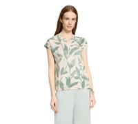 Kurzarmshirt BETTY & CO "Damen mit Tunnelzug", Damen, Gr. XL, nature, grün, Obermaterial: 50% Baumwolle, 50% Modal, loose fit normal, Rundhals, Shirts (87525647-XL) nature, grün