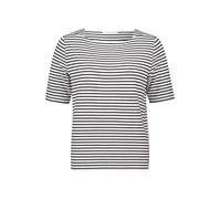 Kurzarmshirt BETTY & CO "Damen mit U-Boot-Ausschnitt", Damen, Gr. M, schwarz (weiß, schwarz), Obermaterial: 95% Viskose, 5% Elasthan, gerade normal, eckiger Ausschnitt, Shirts (85449016-M) weiß, schwa