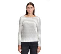 Kurzarmshirt BETTY & CO "Damen mit U-Boot-Ausschnitt", Damen, Gr. XL, weiß, grau, Obermaterial: 95% Baumwolle, 5% Viskose, figurumspielend normal, eckiger Ausschnitt, Shirts (46974761-XL) weiß, grau