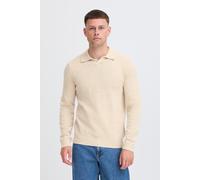 Kurzarmshirt BLEND "BHBranko", Herren, Gr. 3XL, crockery melange, Feinstrick, 60% Wolle, 40% Nylon, meliert, Basic, normal normal, V-Ausschnitt, Rippbündchen, Shirts, Lässiger Pullover mit Polo-Kragen