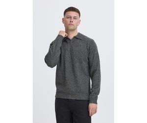 Kurzarmshirt BLEND "BHBranko", Herren, Gr. S, iron gate melange, Feinstrick, 60% Wolle, 40% Nylon, meliert, Basic, normal normal, V-Ausschnitt, Rippbündchen, Shirts, Lässiger Pullover mit Polo-Kragen