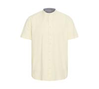 Kurzarmshirt BLEND "Kurzarmhemd BHBOBBY Shirt mandarin ss", Herren, Gr. XXL, weiß (snow weiß), Obermaterial: 55% Leinen LI. 45% Viskose CV., Hemden (94383332-XXL) snow weiß