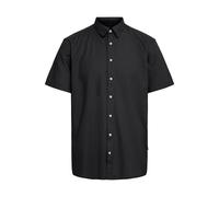 Kurzarmhemd BLEND "BHBOBBY Shirt ss", Herren, Gr. S, US-Größen, schwarz, 55% Leinen, 45% Viskose, unifarben, Basic, regular fit normal, ohne Ausschnitt, eingefasste Kante, Hemden, Lässiges Kurzarmhemd