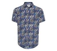 BLEND Kurzarmhemd Herren Regular Fit Viskose blau, L