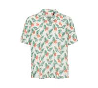 Kurzarmhemd BLEND "BHShirt", Herren, Gr. L, US-Größen, snow weiß, 100% Viskose, gemustert, regular fit normal, abgesteppt, Hemden, Sommerliches Kurzarmhemd mit Druck (94748350-L) snow weiß