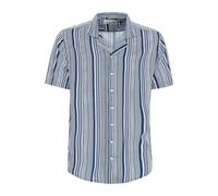 Kurzarmhemd BLEND "BHShirt", Herren, Gr. M, US-Größen, blau (marineblaus), 100% Viskose, gestreift, regular fit normal, V-Ausschnitt, gerader Abschluss, Hemden, Lässiges Kurzarmhemd (81624646-M) marin