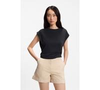 Kurzarmshirt BOSS ORANGE "Ebony Premium Damenmode", Damen, Gr. L, schwarz 001, Single Jersey, Obermaterial: 70% Modal, 30% Polyester, unifarben, Rundhals, Shirts, mit Wickel-Detail, Rundhals (11849608