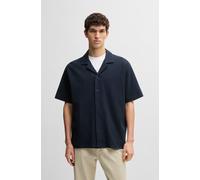 Kurzarmshirt BOSS ORANGE "Pe", Herren, Gr. S, blau (dunkelblau404), Jersey, Obermaterial: 100% Baumwolle, unifarben, regular fit, V-Ausschnitt, eingesetzt eingefasste Kante, Shirts, mit Ton-in-Ton Log