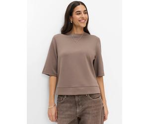 Kurzarmshirt BRAX "Style BERTA M", Damen, Gr. 48, braun (taupe), 70% Viskose, 25% Polyester, 5% Elasthan, Rundhals, Shirts (23428158-48) taupe