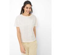 Kurzarmshirt BRAX "Style CAELEN S", Damen, Gr. 36, weiß (hellbeige), 100% Baumwolle, Rundhals, Shirts (93362161-36) hellbeige