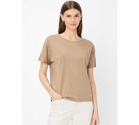 Kurzarmshirt BRAX "Style CAELEN S", Damen, Gr. 40, beige (hellbraun), 47% Baumwolle, 47% Modal, 6% Elasthan, Rundhals, Shirts (60139666-40) hellbraun