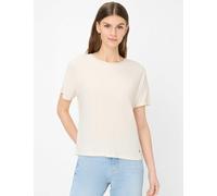Kurzarmshirt BRAX "Style CAELEN S", Damen, Gr. 42, beige (hellbeige), 47% Baumwolle, 47% Modal, 6% Elasthan, Rundhals, Shirts (82387207-42) hellbeige