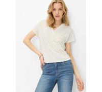 Kurzarmshirt BRAX "Style CAELEN S", Damen, Gr. 42, beige (hellbeige), 47% Baumwolle, 47% Modal, 6% Elasthan, Shirts (65195609-42) hellbeige
