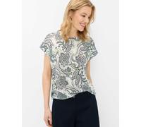Kurzarmshirt BRAX "Style CAELEN S", Damen, Gr. 42, hellbeige, 100% Leinen, Rundhals, Shirts (92845425-42) hellbeige