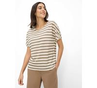 Kurzarmshirt BRAX "Style CAELEN S", Damen, Gr. 46, beige (braun), 100% Leinen, Rundhals, Shirts (77357538-46) braun