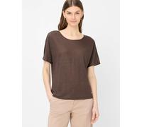 Kurzarmshirt BRAX "Style CAELEN S", Damen, Gr. 48, dunkelbraun, 100% Leinen, Rundhals, Shirts (43637529-48) dunkelbraun