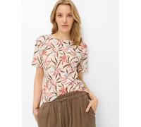 Kurzarmshirt BRAX "Style CARA S", Damen, Gr. 36, hellbeige, 47% Baumwolle, 47% Modal, 6% Elasthan, Rundhals, Shirts (17297245-36) hellbeige