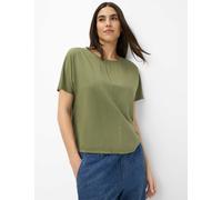 Kurzarmshirt BRAX "Style CARLA S", Damen, Gr. 38, grün (olivgrün), 95% Viskose, 5% Elasthan, Rundhals, Shirts (60595366-38) olivgrün