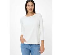 Kurzarmshirt BRAX "Style CIRA M", Damen, Gr. 44, weiß (sanftes weiß), 100% Baumwolle, Rundhals, Shirts (34593222-44) sanftes weiß