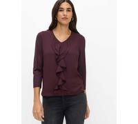 Kurzarmshirt BRAX "Style CLARISA M", Damen, Gr. 42, dunkellila, 96% Viskose, 4% Elasthan, V-Ausschnitt, Shirts (21743253-42) dunkellila