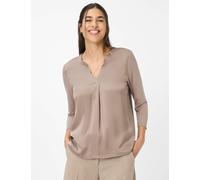 Kurzarmshirt BRAX "Style CLARISA M", Damen, Gr. 48, taupe, 95% Viskose, 5% Elasthan, V-Ausschnitt, Shirts (52850904-48) taupe