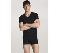 Kurzarmshirt CALIDA "Focus", Damen, Gr. XXL (58/60), schwarz, Single Jersey, Obermaterial: 47% Lyocell (TENCEL™), 46% Baumwolle, 7% Elasthan, unifarben, gerade hüftbedeckend, V-Ausschnitt, Shirts Kurz