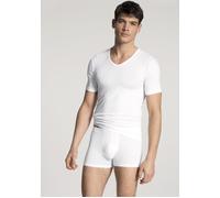 Kurzarmshirt CALIDA "Focus", Herren, Gr. XL (56), weiß, Single Jersey, Obermaterial: 47% Lyocell (TENCEL™), 46% Baumwolle, 7% Elasthan, unifarben, gerade hüftbedeckend, V-Ausschnitt, Shirts, V-Ausschn