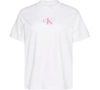Kurzarmshirt CALVIN KLEIN JEANS "SS 20s CLASSIC LOGO TEE", Damen, Gr. L (42), hellweiß, Single Jersey, Obermaterial: 100% Baumwolle, regular fit normal, Rundhals, eingesetzt abgesteppte Kante, Shirts,