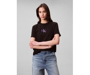 Kurzarmshirt CALVIN KLEIN JEANS "SS 20s CLASSIC LOGO TEE", Damen, Gr. M (40), schwarz, Single Jersey, Obermaterial: 100% Baumwolle, unifarben, regular fit normal, Rundhals, eingesetzt abgesteppte Kant