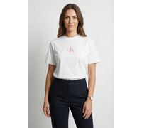 Kurzarmshirt CALVIN KLEIN JEANS "SS 20s CLASSIC LOGO TEE", Damen, Gr. S (38), weiß (hellweiß), Single Jersey, Obermaterial: 100% Baumwolle, regular fit normal, Rundhals, eingesetzt abgesteppte Kante,