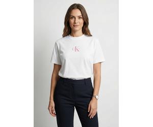 Kurzarmshirt CALVIN KLEIN JEANS "SS 20s CLASSIC LOGO TEE", Damen, Gr. XXL (46), hellweiß, Single Jersey, Obermaterial: 100% Baumwolle, regular fit normal, Rundhals, eingesetzt abgesteppte Kante, Shirt