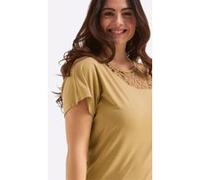 Rundhalsshirt SHEEGO "Halbarmshirt", Damen, Gr. 52/54, beige (camel), 95% Viskose, 5% Elasthan, unifarben, Rundhals, Shirts Rundhalsshirt (87300448-52) camel