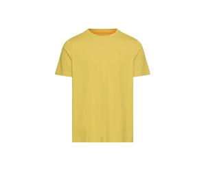 Kurzarmshirt CAMEL ACTIVE, Herren, Gr. M, gelb (moss gelb), Jersey, Obermaterial: 71% Baumwolle, 25% Polyester, 4% Elasthan, bestickt, unifarben, regular fit hüftbedeckend, Rundhals, abgesteppte Kante