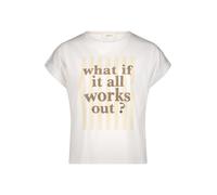 Kurzarmshirt CARTOON "Damen mit Ärmelaufschlag", Damen, Gr. 42, weiß (patch cream, beige), Obermaterial: 100% Baumwolle, loose fit normal, Rundhals, Shirts (67261436-42) patch cream, beige