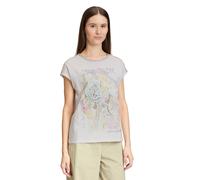 Kurzarmshirt CARTOON "Damen mit Placement", Damen, Gr. 34, beige (patch cream, rosé), Obermaterial: 100% Baumwolle, loose fit normal, Rundhals, Shirts, Aufgesteppte Bänder (97417301-34) patch cream, r