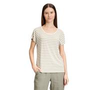 Kurzarmshirt CARTOON "Damen mit Rundhalsausschnitt", Damen, Gr. 34, grün (cream, khaki), Obermaterial: 96% Viskose, 4% Elasthan, loose fit normal, Rundhals, Shirts, Sonstiges (84290749-34) cream, khak
