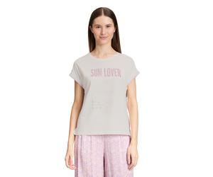 Kurzarmshirt CARTOON "Damen mit Rundhalsausschnitt", Damen, Gr. 42, beige (patch cream, rosé), Obermaterial: 50% Baumwolle, 50% Modal, loose fit normal, Rundhals, Shirts, Rippbündchen (29061243-42) pa