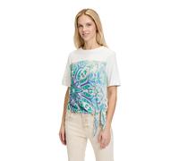 Kurzarmshirt CARTOON "Damen mit Schleifenknoten", Damen, Gr. 36, blau (weiß, blau), Obermaterial: 100% Baumwolle, loose fit normal, Rundhals, Shirts, Materialmix (97133822-36) weiß, blau