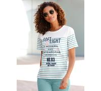 Kurzarmshirt CASUAL LOOKS "Kurzarm-Shirt", Damen, Gr. 44, grün (ecru, salbei, bedruckt), 100% Baumwolle, bedruckt, gemustert, mehrfarbig, Rundhals, Shirts (55228763-44) ecru, salbei, bedruckt